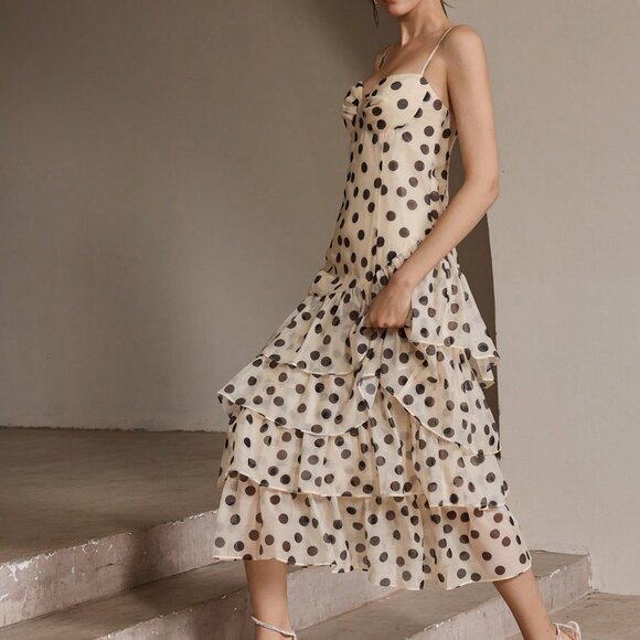 Multicolor Elegant Women's Polka Dot Camisole Sundress - Picture 6 of 7